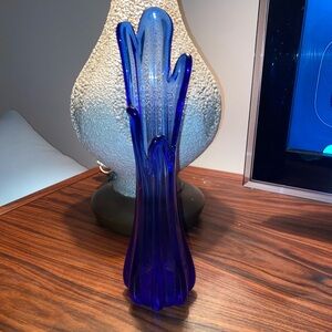 5 finger Cobalt Blue Swung Vase12.5”